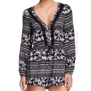 House of Harlow 1960 Ainsley Romper Long Sleeve Black Extra Small